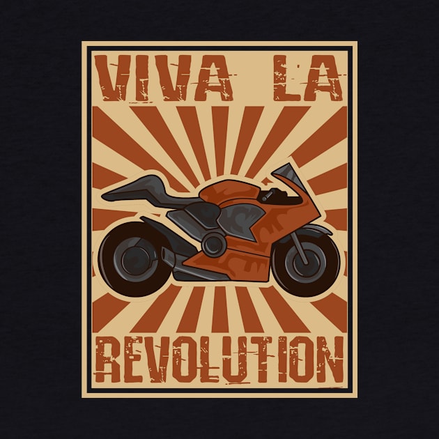 Motorbike Revolution Retro Color- Woodblock Design by shirtontour